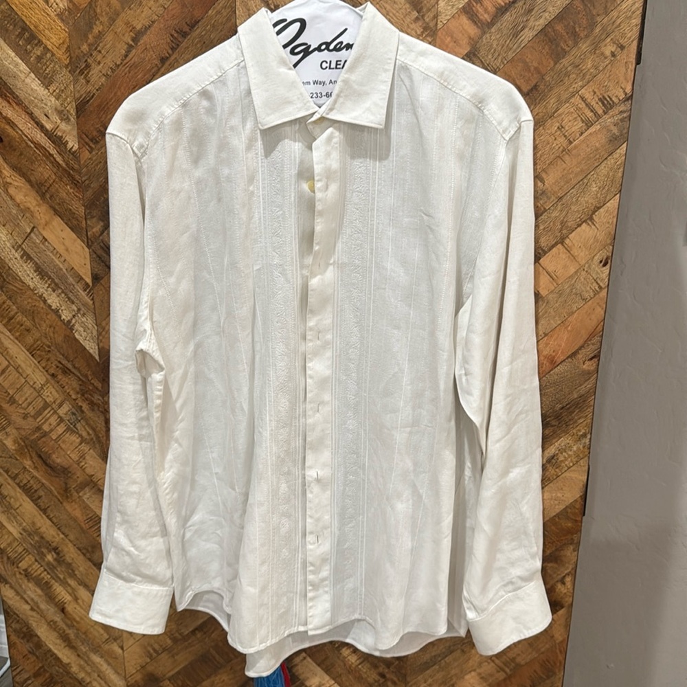 Tommy Bahama men’s size large button-down linen, off-white shirt